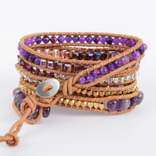 Amethyst leather wrap bracelet