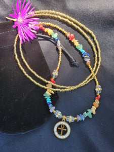 Diamond Ankh Chakra waist beads