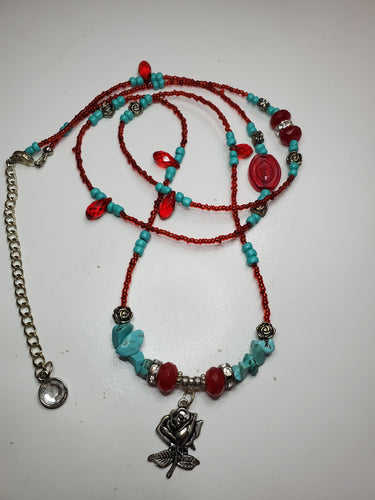 Red rose luxury waist beads
