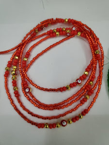 Red evil eye waist beads
