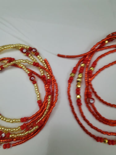 Red evil eye waist beads