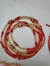 Red evil eye waist beads