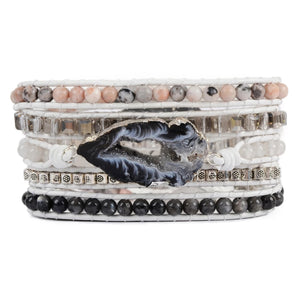 Agate learther wrap bracelet