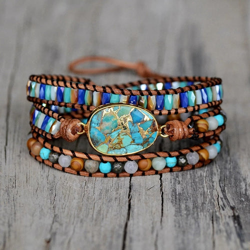 Turquoise leather wrap bracelet