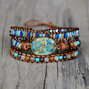 Turquoise leather wrap bracelet