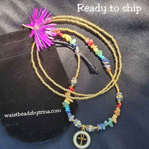 Diamond Ankh Chakra waist beads