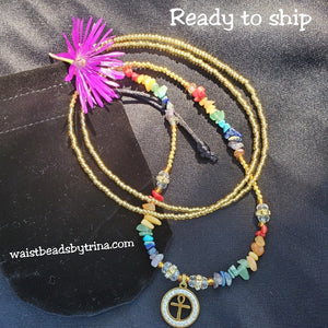 Diamond Ankh Chakra waist beads