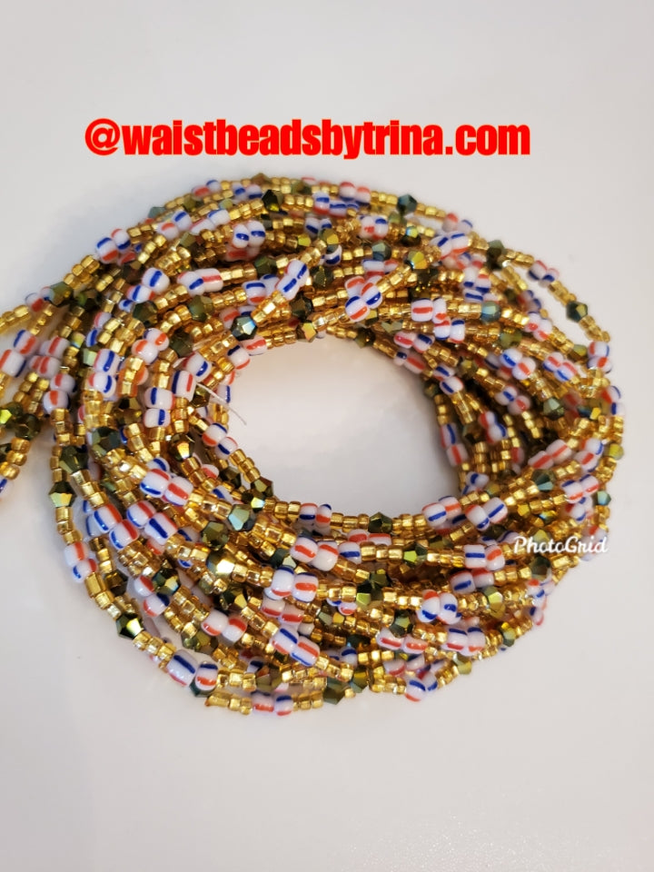 Gold crystal waist beads
