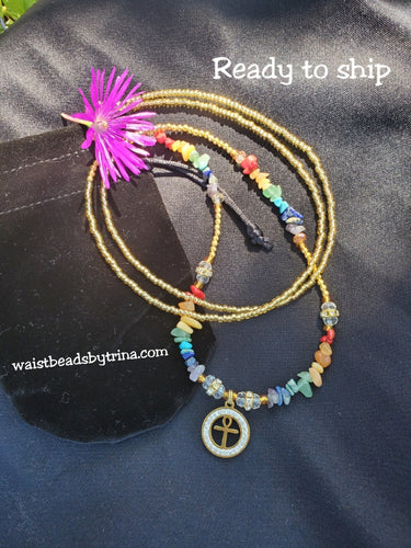 Diamond Ankh Chakra waist beads